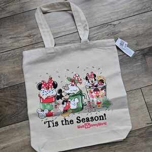 Disney Holiday Tote Bag - Cream with Festive Design. New With Tags
